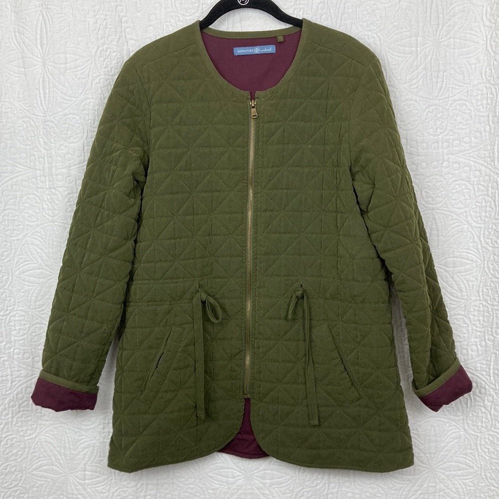 Vera Wang Signature Weekend Olive Green Quilted Women's Jacket sz Large